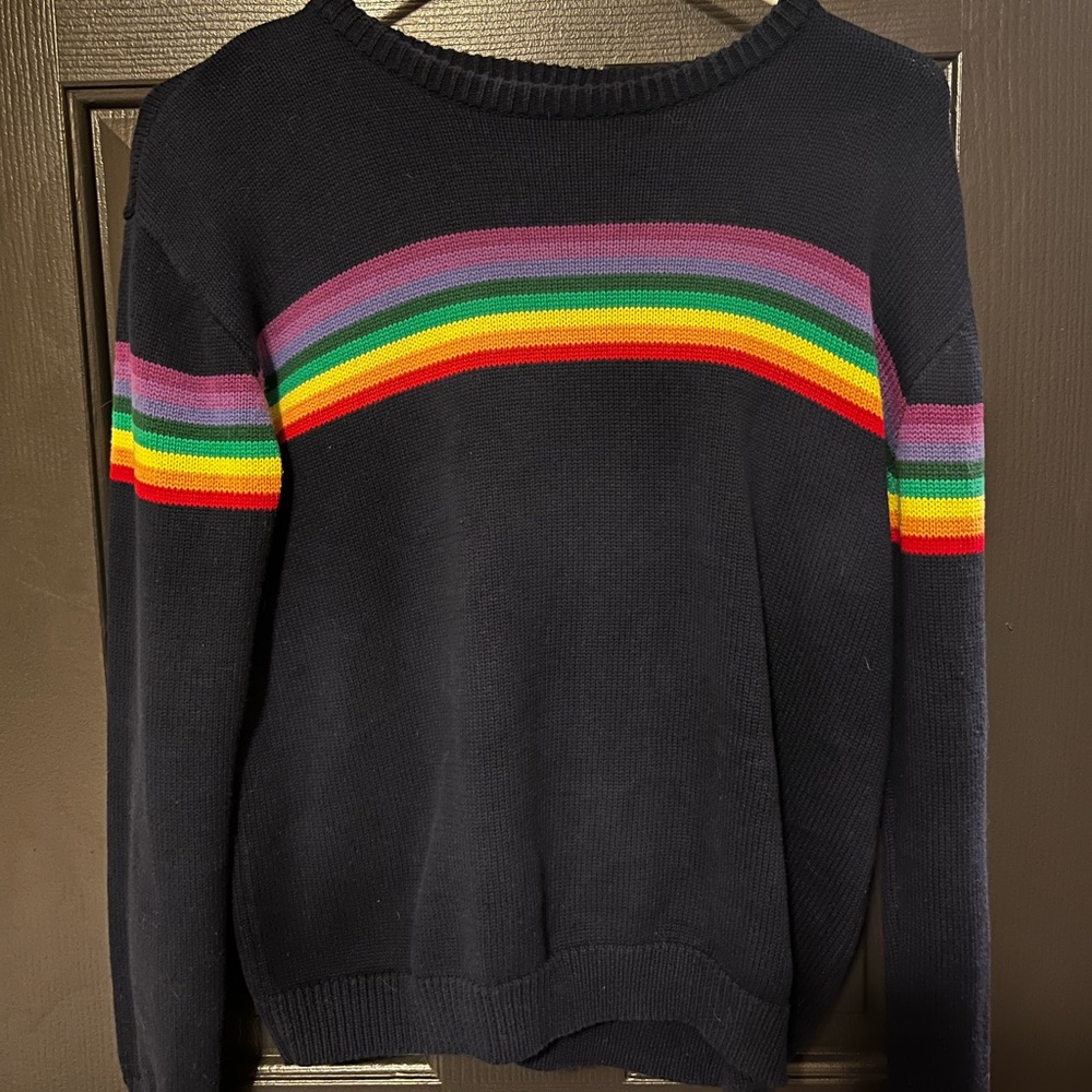 Brandy Melville Bronx Rainbow Sweater Navy